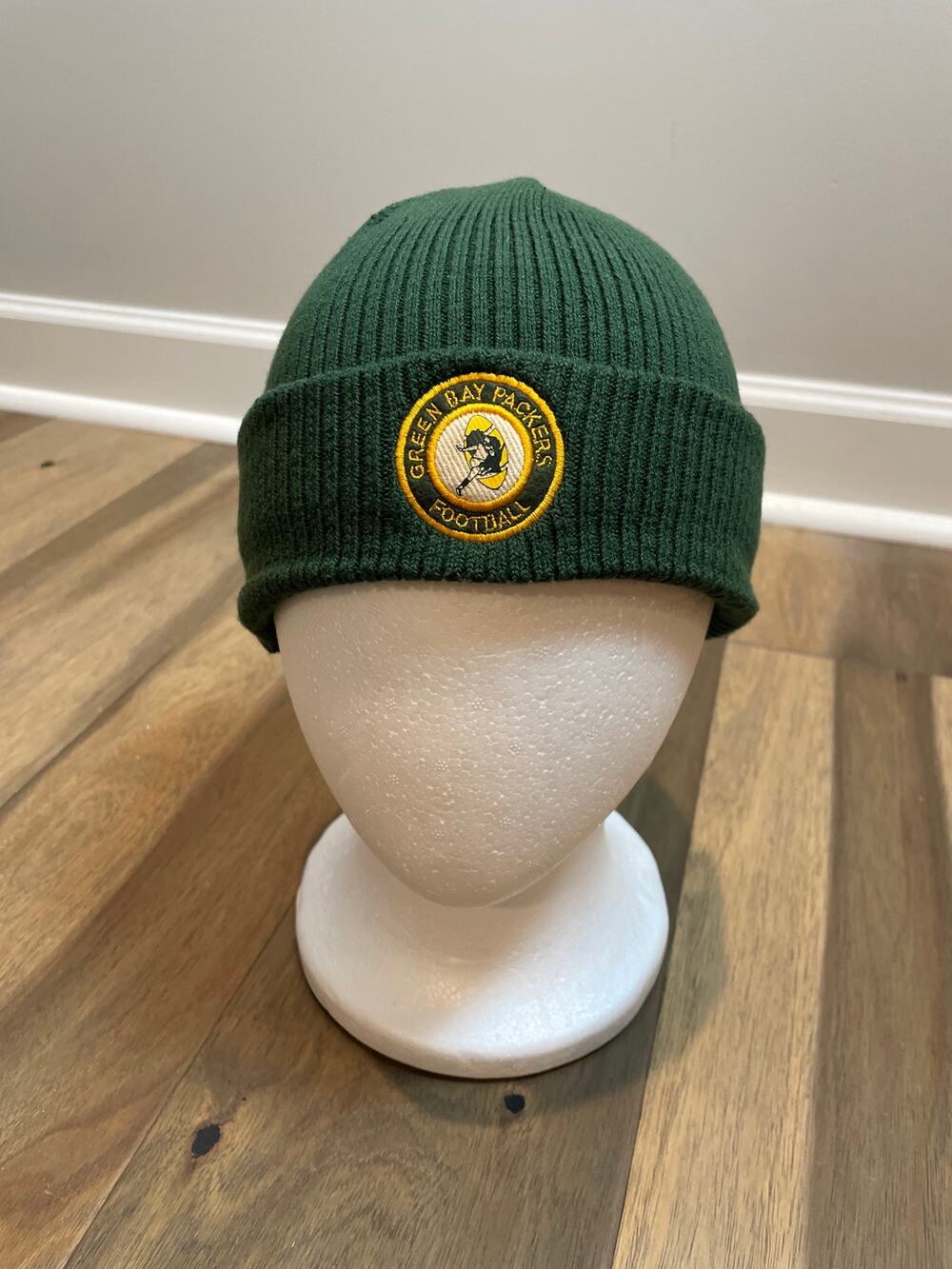 Reebok GridIron Beanie One Size Green NFL Packers Knit Hat Stitched Logo EUC